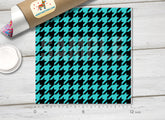 Black and Teal Houndtooth Patterned HTV 421